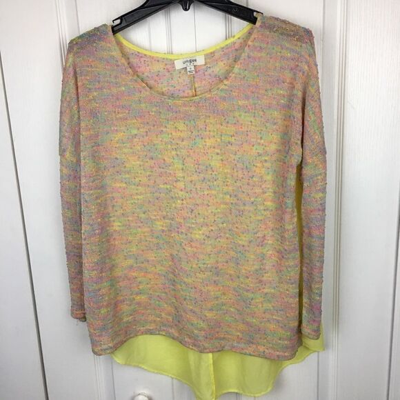 Umgee Knit And Chiffon High Low Top - Picture 1 of 3